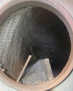 Blick in eine Schleuderrad-Turbine einer Strahlanlage